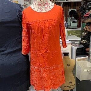 Crown & Ivy Bright Orange Embroidered Dress
